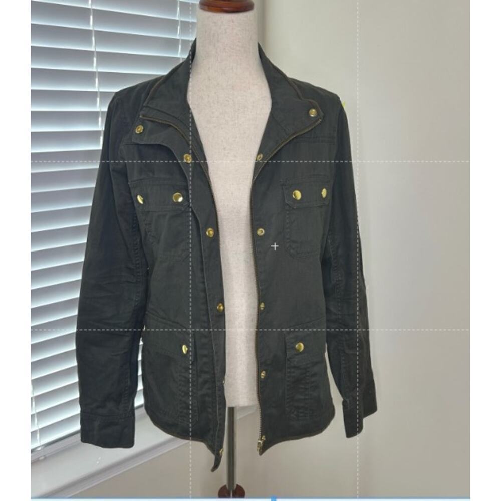 J.Crew Jacket Size Medium Army Green Gold Hardware Fall Autumn College Prep